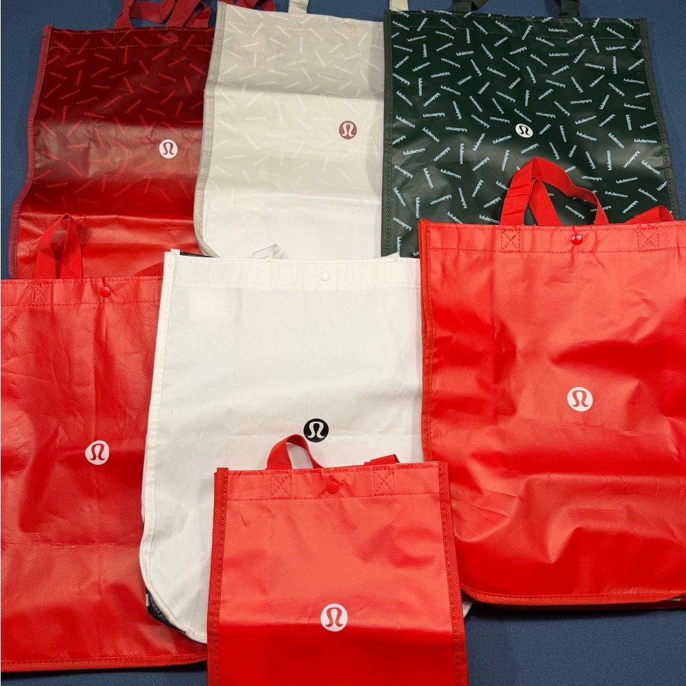 lululemon athletica Red, White, and Black Tote Bags